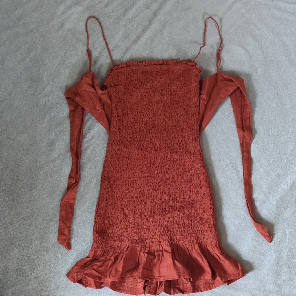 Elegant Rust Sleeveless Dress